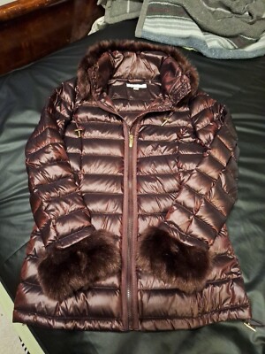 VIA SPIGA Puffer Down Filled BLACK JACKET COAT sz Xs Packable Lightweight Hooded