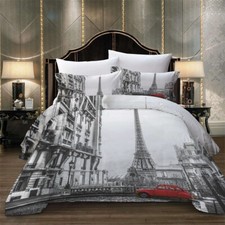 Eiffel Tower Paris Duvet Cover with Pillow Case Quilt Cover Bedding Set All Size