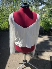 Wild Fable Women's Size XLarge Long Sleeve Lace Cropped Blouse Off White Beige