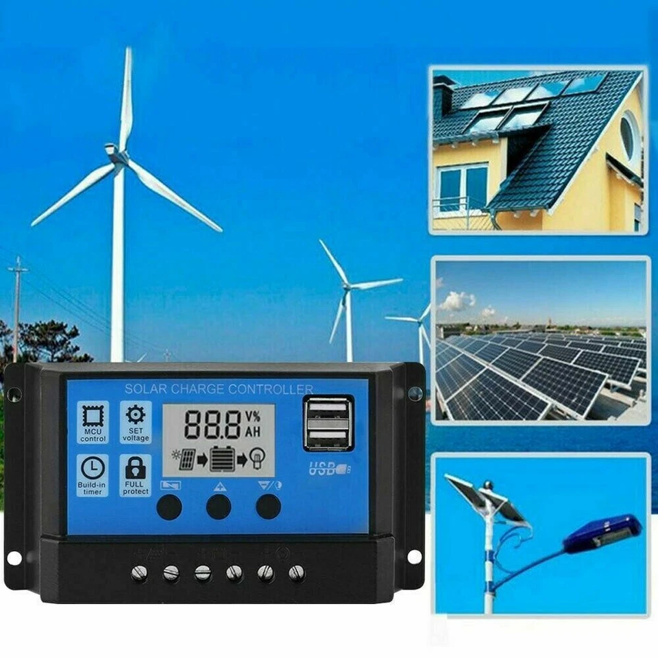 30A PWM Solar Laderegler Charge Panel Controller Regulator Daul USB 12V-24V LCD - Bild 2 von 4