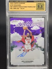 AYO DOSUNMU 2025-26 TOPPS CHROME SKY WRITE PURPLE REFRACTOR AUTO /75 OCG 9.5