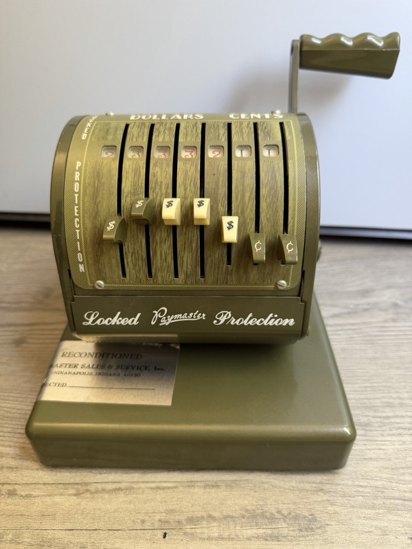 VINTAGE PAYMASTER CHECK WRITER AND  IT WORKS-WITH KEY- LOOK