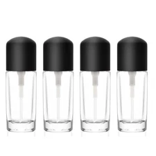 Furnido 4 Pack 30ml Clear Glass Round Essence Lotion Bottles with Pump