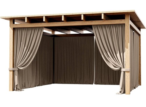 4-Panel Gazebo Curtain Replacement, 12×12ft Waterproof Privacy Panels, Khaki Tan