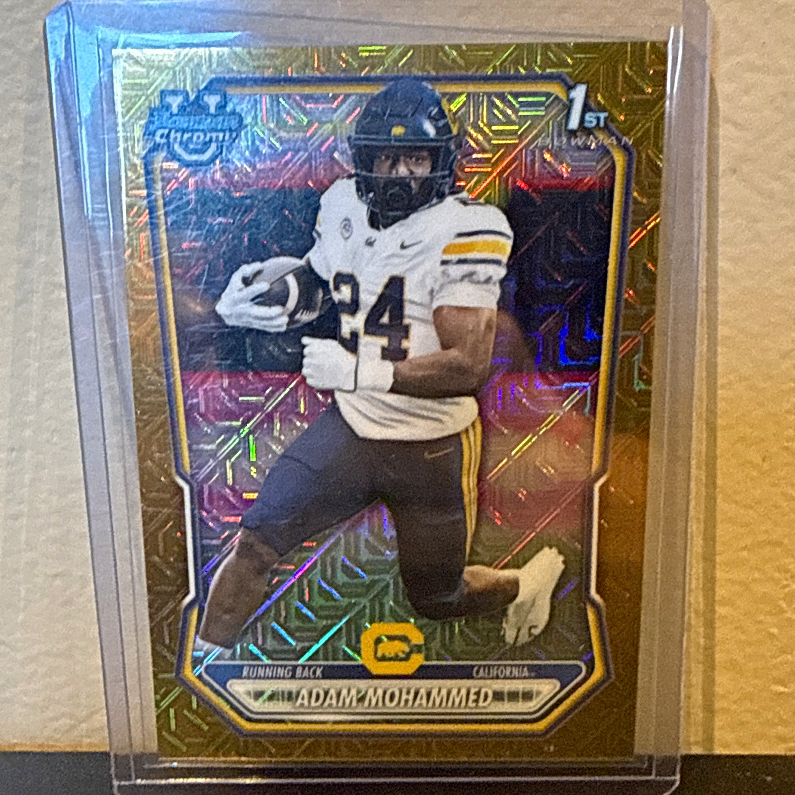 Topps 2025 Bowman Chrome Adam Mohammed Gold Mojo 1st BCP-179 Golden Bears /50