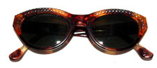 VINTAGE CAT EYE SUNGLASSES WOMEN'S TURTOISE PLASTIC DARK LENS MOD RETRO