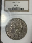 1897-O NGC AU50 Morgan Dollar, Key Date, Choice AU, Well Struck, Original Tone!