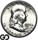 1954-S Franklin Half Dollar 50C Silver Coin Choice BU Full Bell Lines FBL