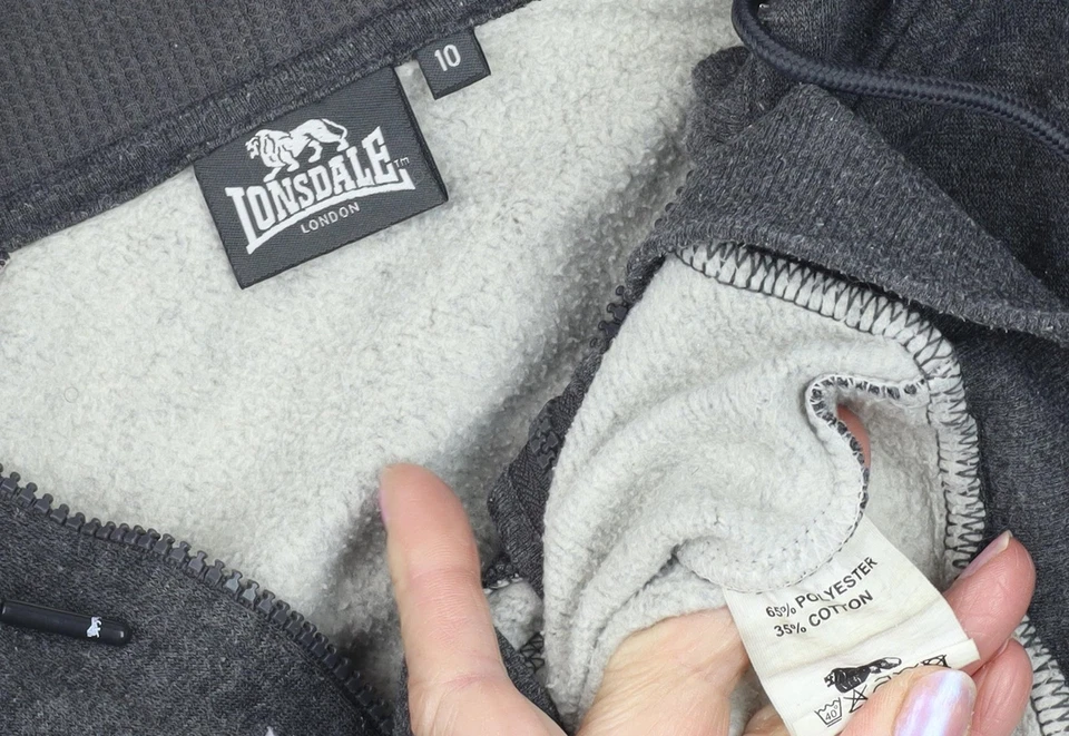 Lonsdale Women's Grey Full Zip Hoodie - Size 10 - Image 4 of 4