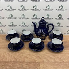 Cobalt Blue Peacock Porcelain Tea Set 13pc Te...