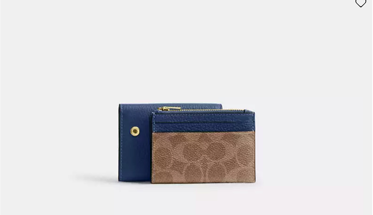 Coach Card Holder Wallet in Signature Canvas Deep Blue Tan Mini Micro Snap NWT image 2