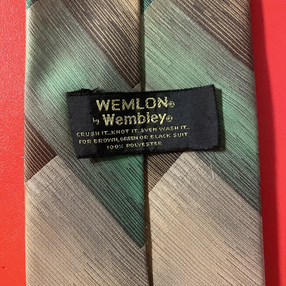 复古 EUC 70 年代 Wemlon By Wembley 男式领带涤纶宽复古迪斯科 — 第 4/4 张图片