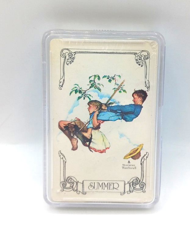 Sealed Norman Rockwell Summer Playing Cards In Plastic Case Boy & Girl On Swings