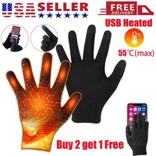 Warm Electric Heated Gloves USB Rechargeable Full Finger Touchscreen Women Men