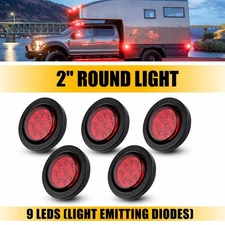 12v 2Inch Round Red LED Bullet Clearance Side Marker Lights For Truck Trailer US