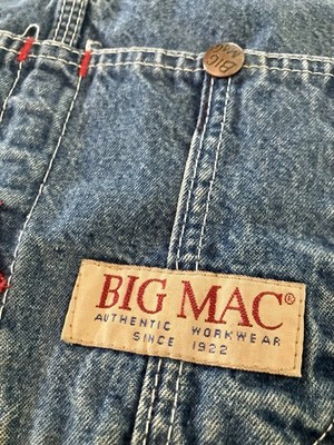 Vintage Big Mac Denim Square Back Bak Overalls Bibs USA Made