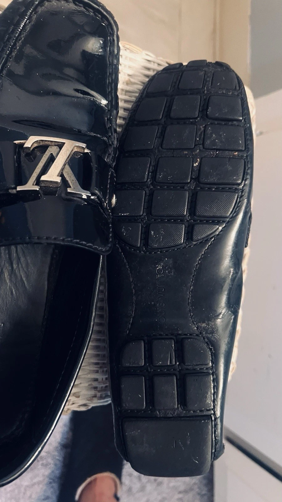 Louis Vuitton Petent black Monte Carlo 10LV(UK) /10.5 US loafer shoes Authentic