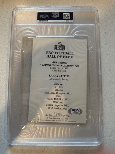 Larry Little Autographed 1993 Goal Line Art Pro Football Hall of Fame Series - Picture 2 of 2