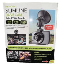 SoundLogic XT Slimline Dash Cam 1080p Car DVR Recorder 4GB SD Card New Open Box