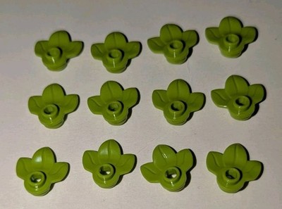 LEGO Lot Of 12 Lime Green Plant w/ Plate 1x1 with 3 Leaves Pieces Part # 32607