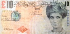 BANKSY LADY DI- FACED TENNER 10 PFUND GERAHMT IM HOCHWERTIGEN ACRYLRAHMEN 