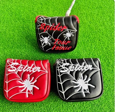 Spinne Golf Square Mallet Putter Head Cover Schwarz Rot