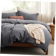 Bedsure Duvet Cover Full Full (With Fitted Sheet) 04 - Dark Grey (No Comforter)