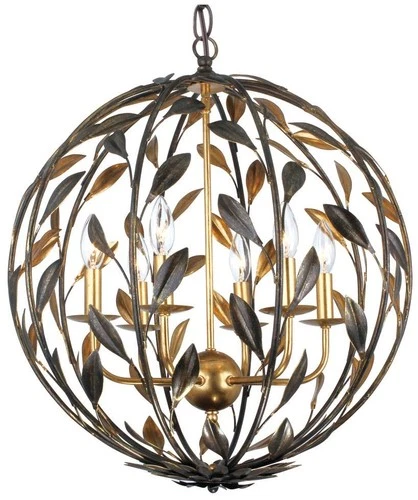 Crystorama Broche 21" Wide English Bronze Leaf and Vine Orb Chandelier - Picture 2 of 7