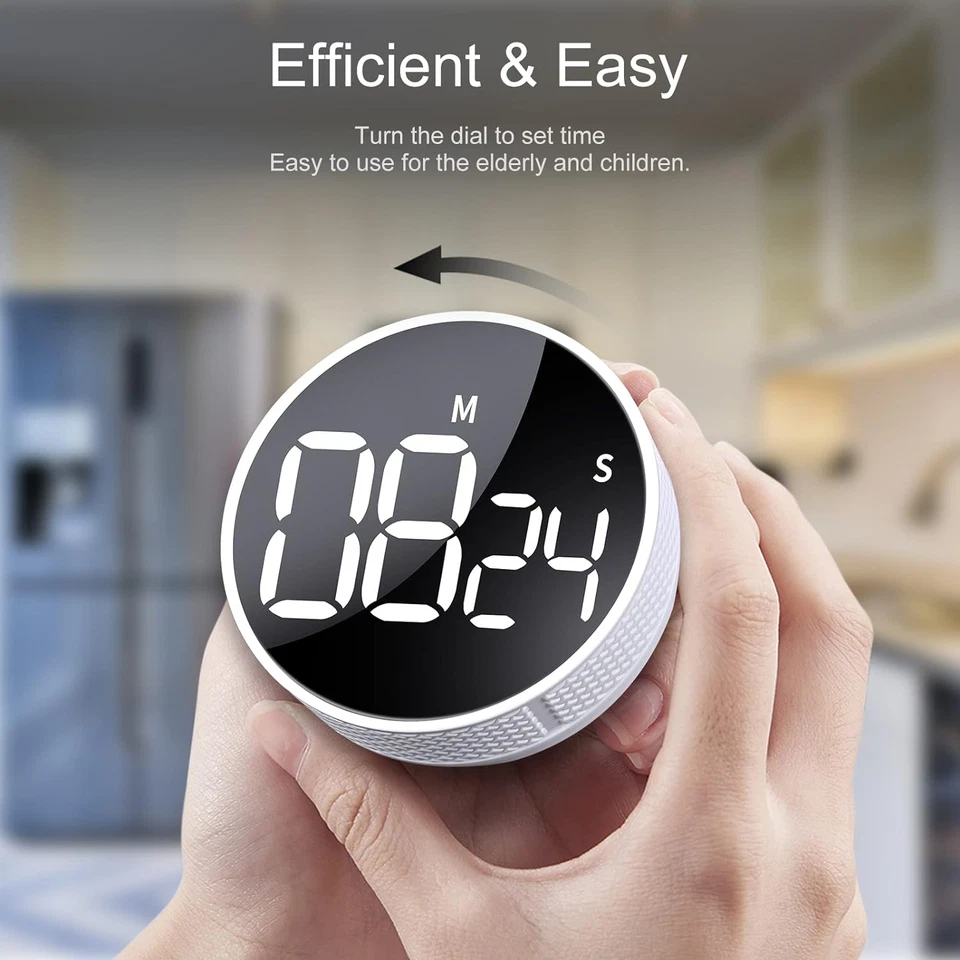 Timer Da Cucina Grande LED Magnetico Con Conto Alla Rovescia, Timer Visivo, Faci - Immagine 4 di 4