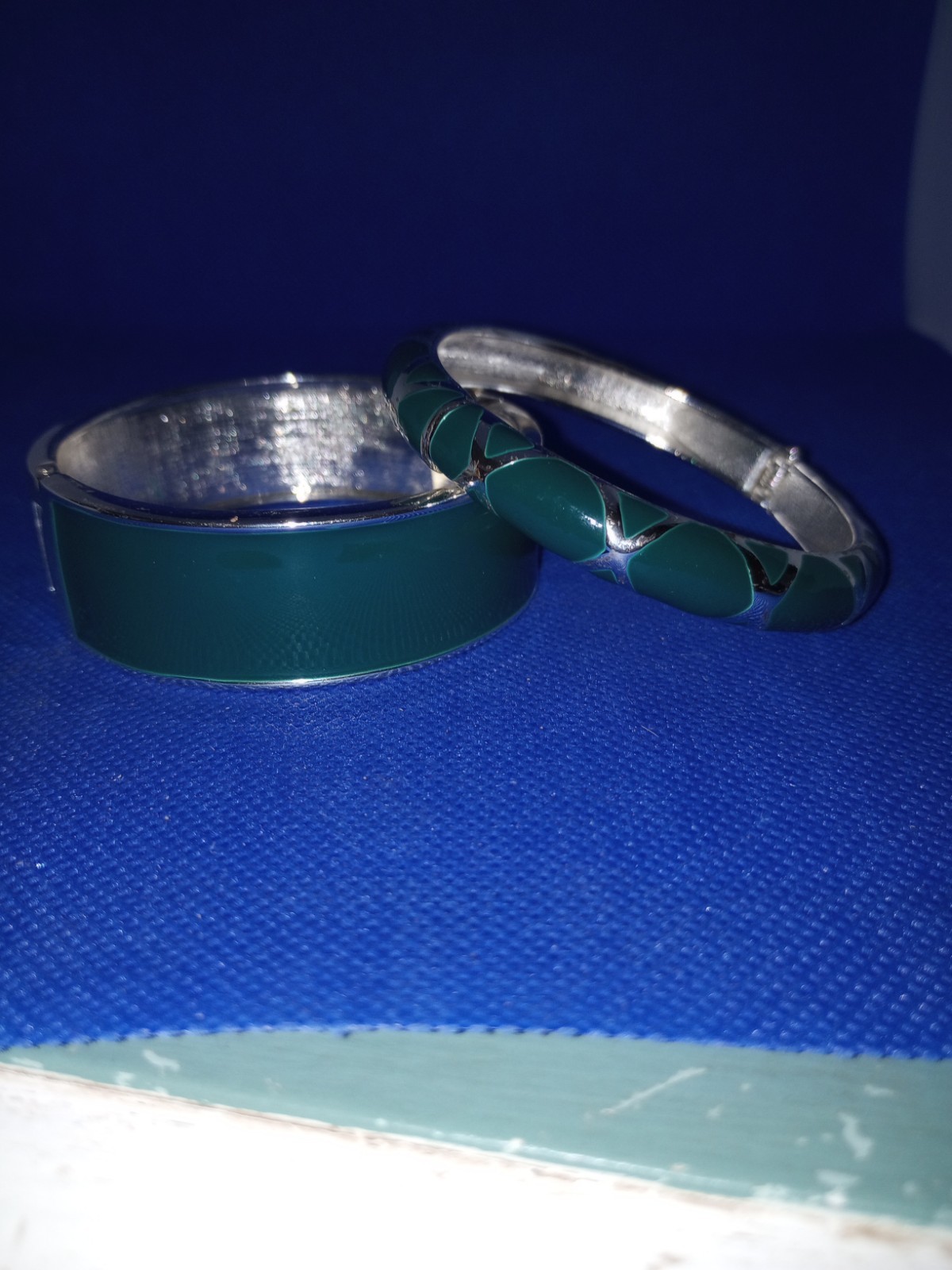 Emerald Green Enamel Bracelet Stackable - image 1