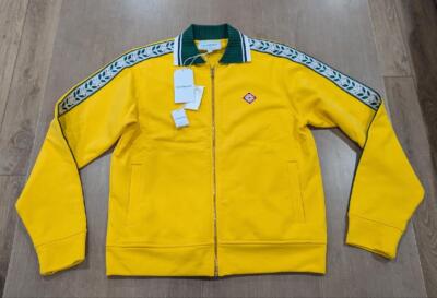 $820 Mens Casablanca Terry Laurel Side Stripe Track Jacket Yellow Large