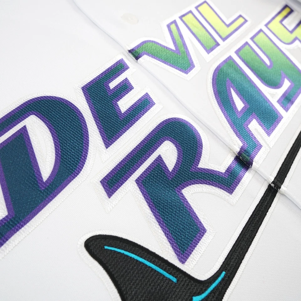 Jose Canseco 1999 年坦帕湾魔鬼光男式主场白色复古球衣 — 第 3/4 张图片