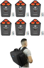 6 Rockville RockWedge LED 54w RGBWA UV Rechargeable Wireless DMX Lights Backpack