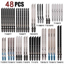 48Pc T-shank Assorted Jig Saw Blades Set Wood Plastic Metal Cutting Jigsaw Blade