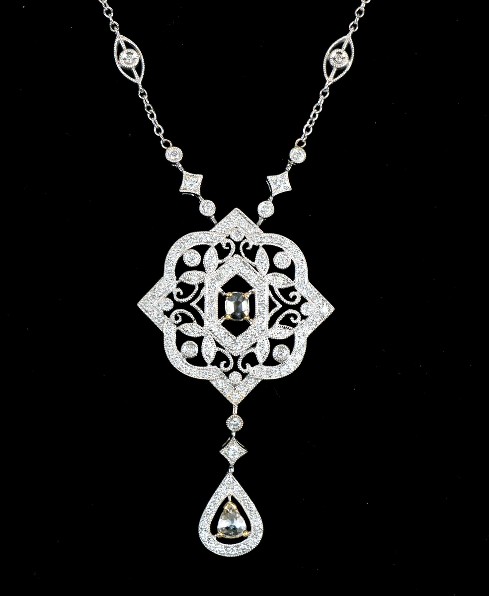 $8,800 14K White Yellow Gold Round Rose Cut Diamond Milgrain