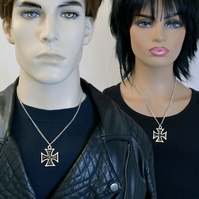 Maltese Cross Surfers' Cross Black on Pewter Cosplay Pendant