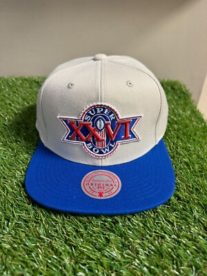Mitchell & Ness NFL Super Bowl XXVI Snapback Hat Cream Blue Vintage Logo NEW