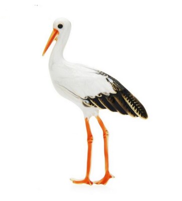 Vogelschmuck Brosche Elsässischer Storch Stil Edelstahl.