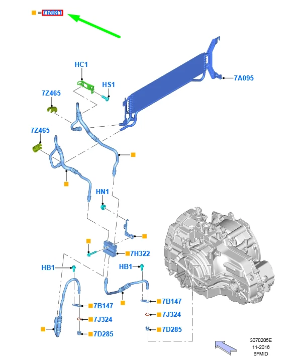 FORD KUGA MK2 C520 Transmission Oil Cooler Tube Assy 2174259 NEW  