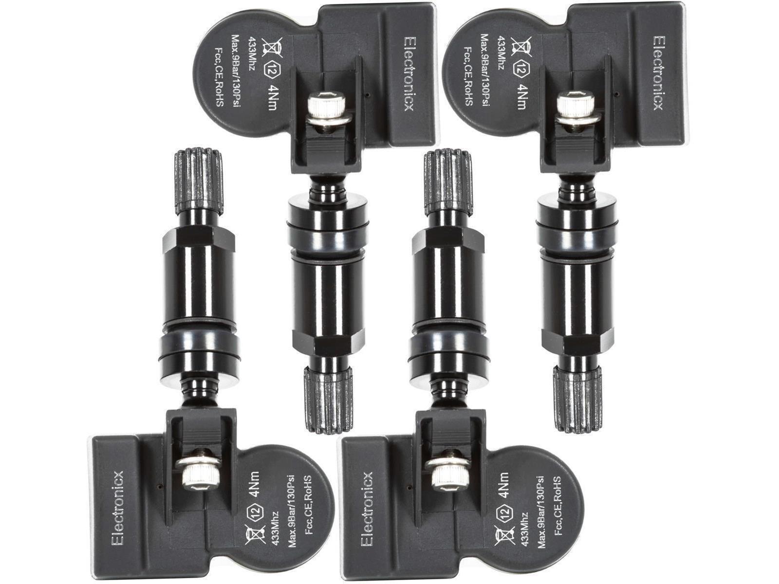 4 sensores de presión de neumáticos TPMS válvula metálica negra para Ssangyong Actyon Korando