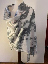 Womens Ultra Soft Scarf Wrap Shawl Fringe White Gray Pink 78X30