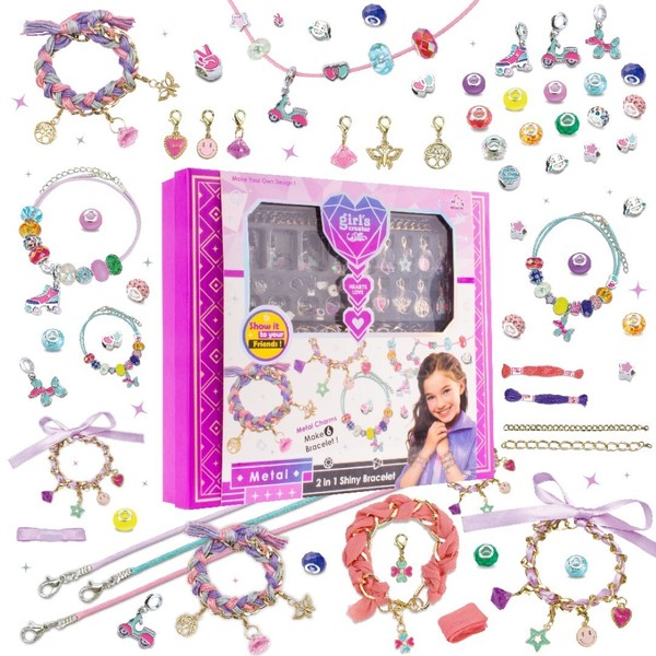 Bastelset MäDchen AnhäNgern Perlen ArmbäNdern Halsketten Kinder Diy AuffäDeln-image