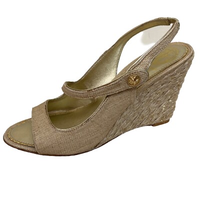 Lilly Pulitzer Wedge Shoe Heel Sz M Coastal Espadrille Slingback  Glitter