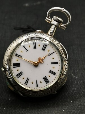 Montre gousset 1900 art nouveau i FONCTIONNE PAS argent massif - Main Image