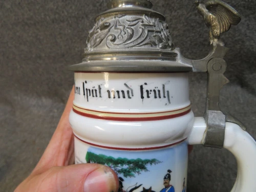 WWI IMPERIAL GERMAN ARMY COMMEMORATIVE BEER STEIN-5TH DRAGOONS-NAMED - Picture 11 of 17