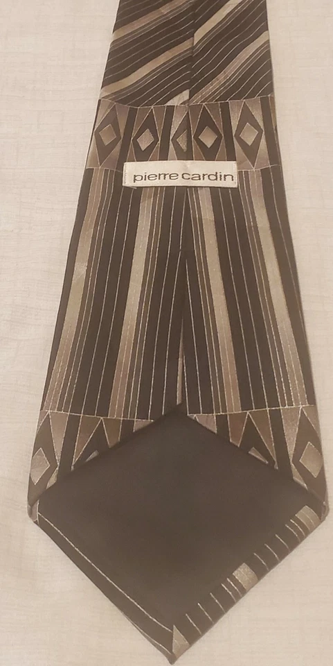 Pierre Cardin Mens Necktie Black/Silver Striped 100%Silk L 59" W 4.5" Pre-owned - Image 4 of 4