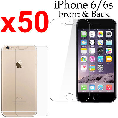 x50 Anti-scratch 4H PET film screen protector for Apple iphone 6 6s front + back