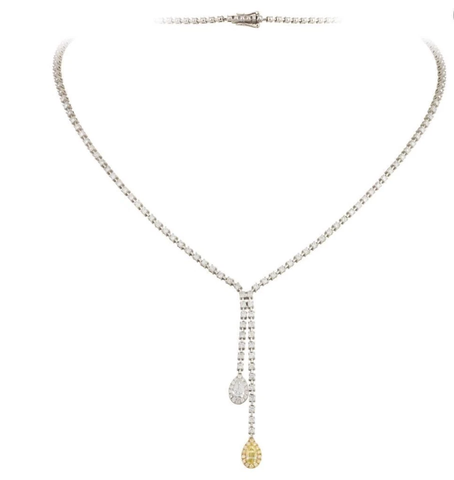 LIQUIDACIÓN!! NUEVO CON ETIQUETAS $22,000 ORO 18KT PRECIOSO COLLAR GOTA DIAMANTES AMARILLOS DE LUJO