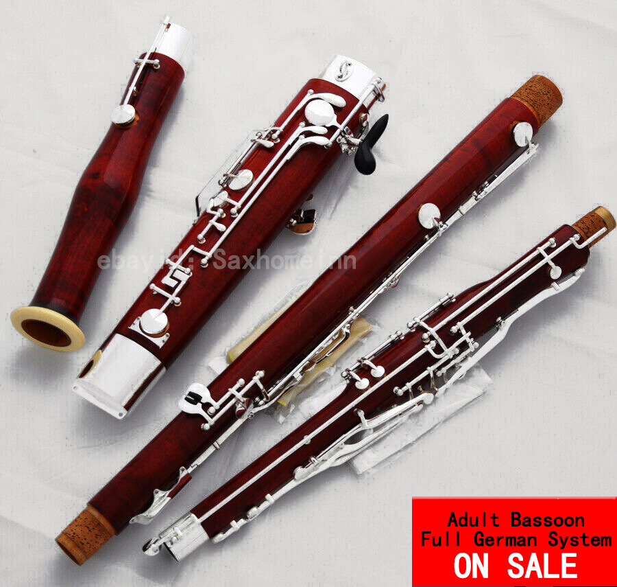 Professional Maple WOOD Adult Bassoon German system Horn NEW 2 Bocals