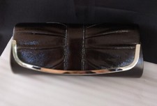 Black Evening Clutch Purse Silver Metal Trim Touch Of Nina Optional Strap